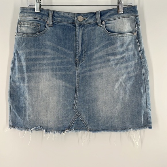 INDIGO REIN JEAN DENIM SKIRT RAW HEM SIZE 9/28 - Picture 1 of 5